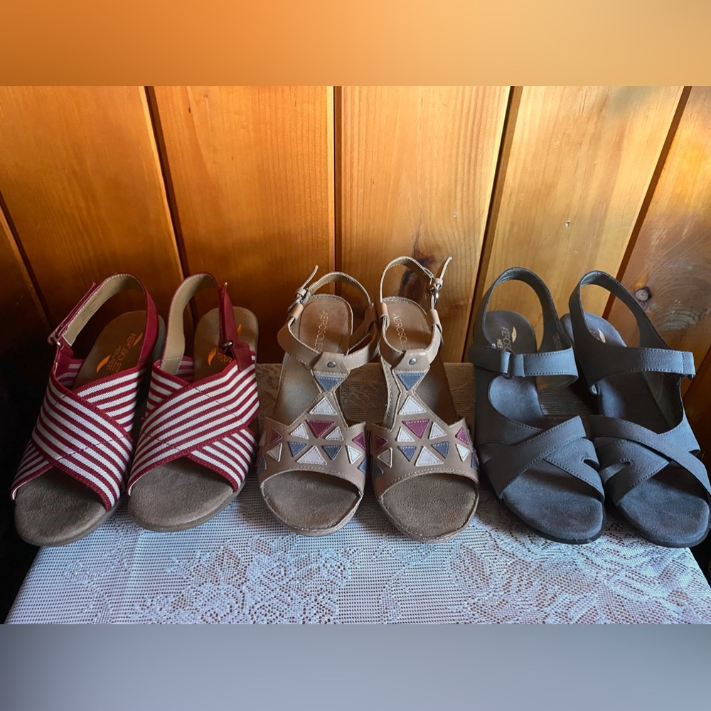 3 Pair Aeropostale Heel Rest Sandals Size 7.5